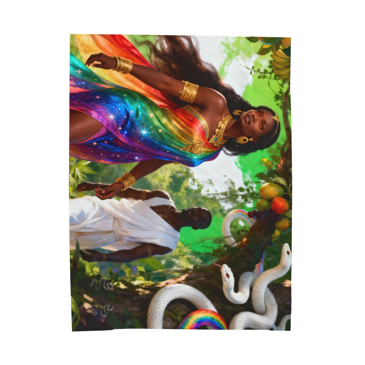 Throw Blanket - Damballah and Ayida Wedo Serpent Spirits Design
