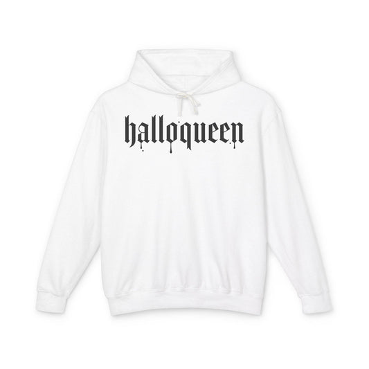 Halloween Unisex Lightweight Hoodie, Halloqueen Sweatshirt, Cute Fall Fashion, Cozy Halloween Gift, Spooky Season Apparel - IntuitiveEncBoutique