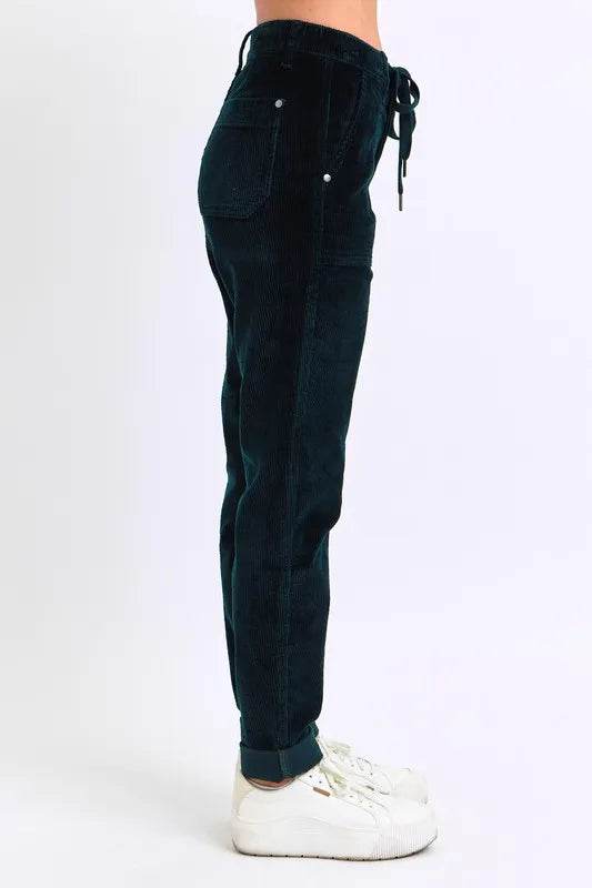 Judy Blue Full Size High Waist Corduroy Cuffed Jogger Plus Size - IntuitiveEncBoutique