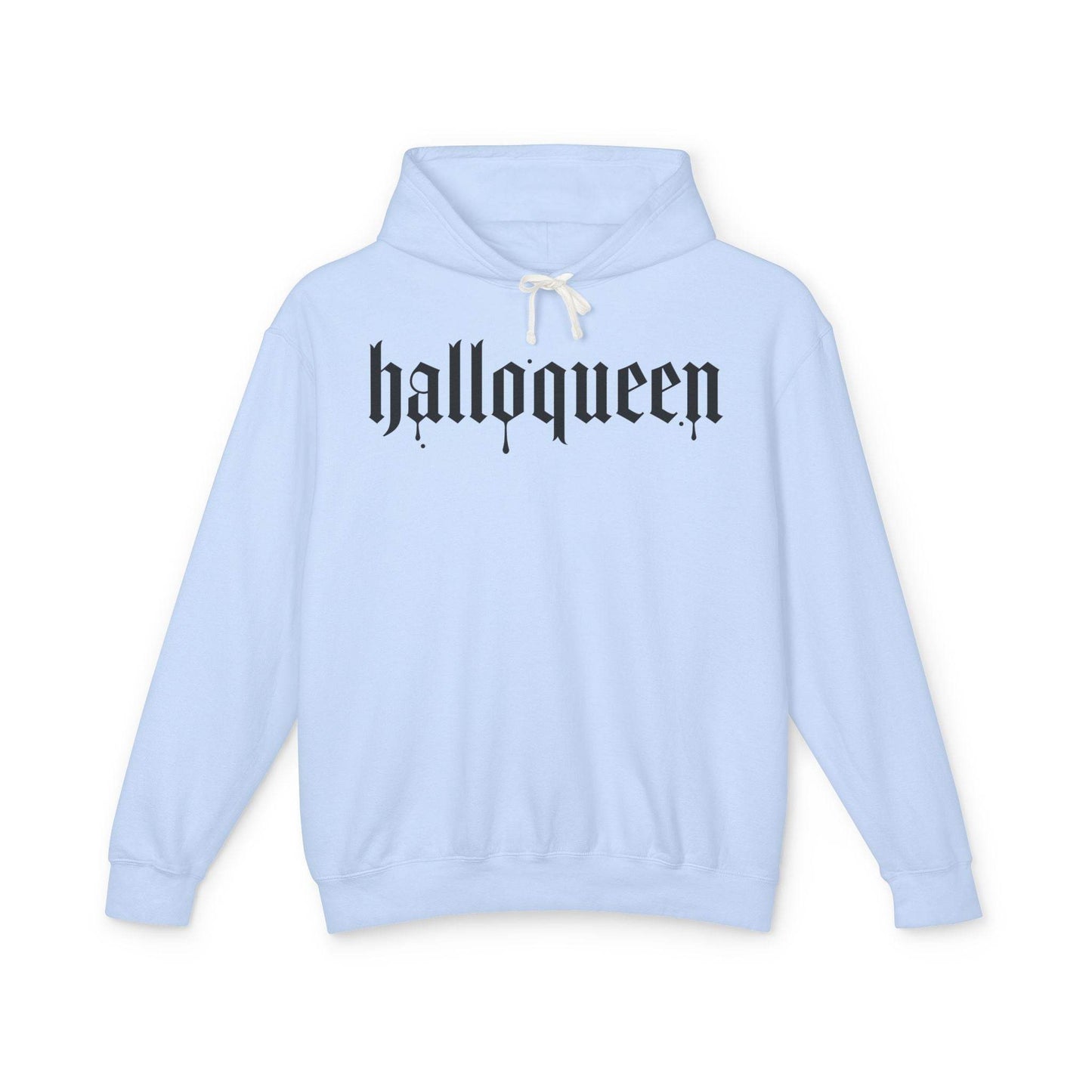 Halloween Unisex Lightweight Hoodie, Halloqueen Sweatshirt, Cute Fall Fashion, Cozy Halloween Gift, Spooky Season Apparel - IntuitiveEncBoutique