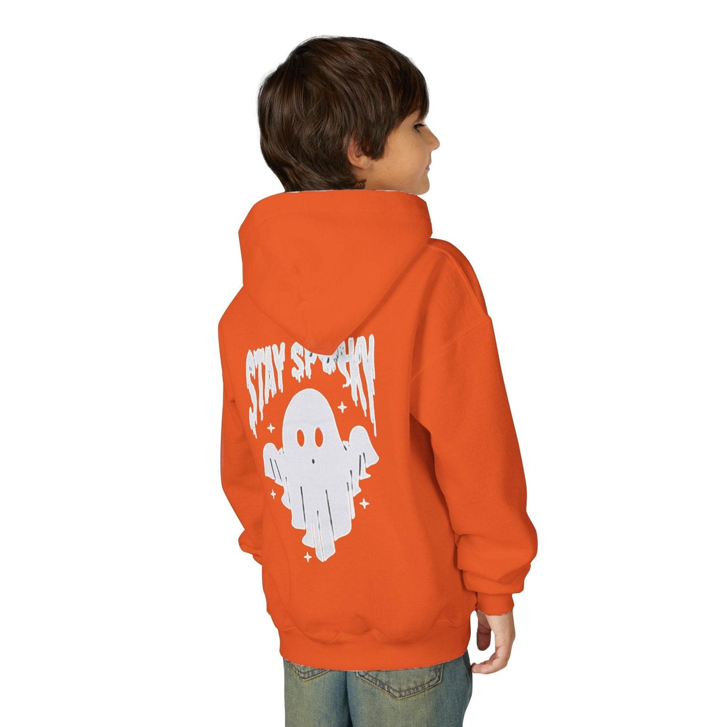 Youth Ghostly Rocker Hoodie - Stay Spooky Sweatshirt, Halloween Apparel, Youth Fashion, Skeleton Design, Cozy Gift - IntuitiveEncBoutique