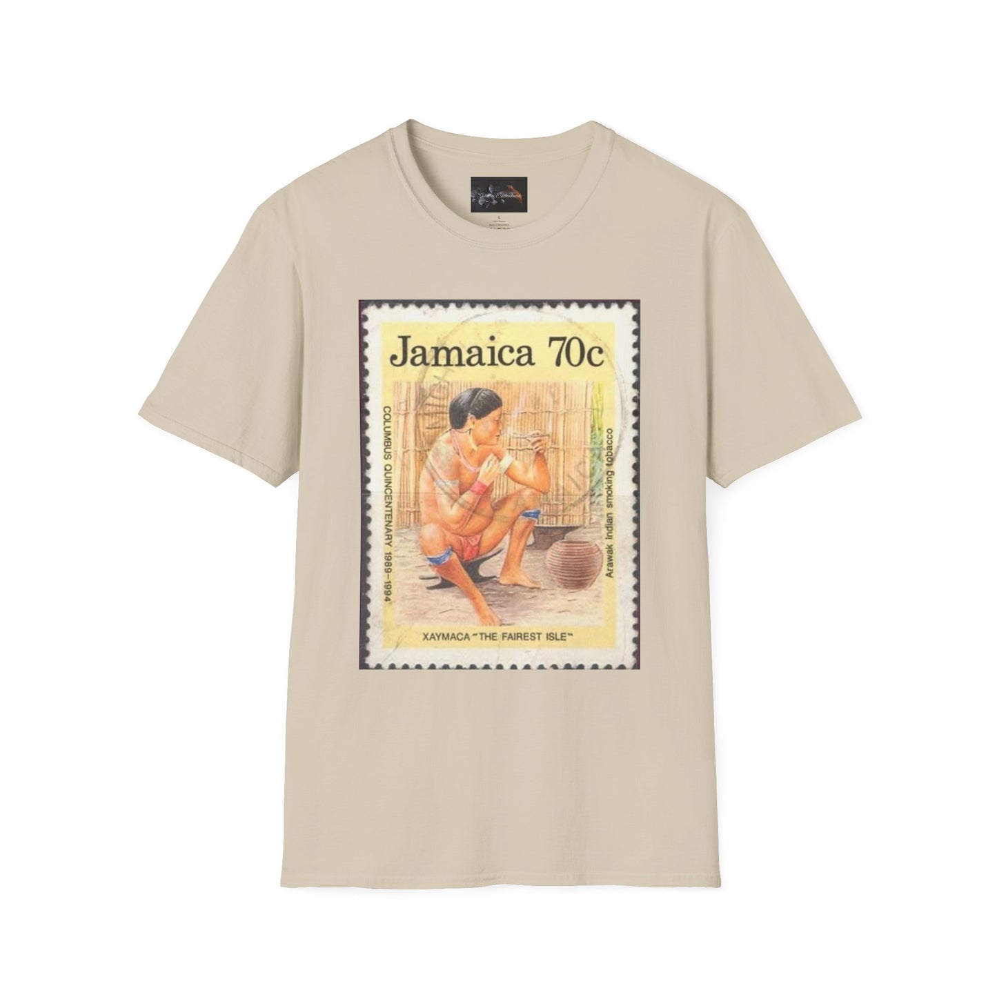 Vintage Jamaica Stamp Tee, Softstyle T-Shirt, Unisex Graphic Tee, Bohemian Style Shirt, Travel Lovers Apparel, Cool Gift Idea