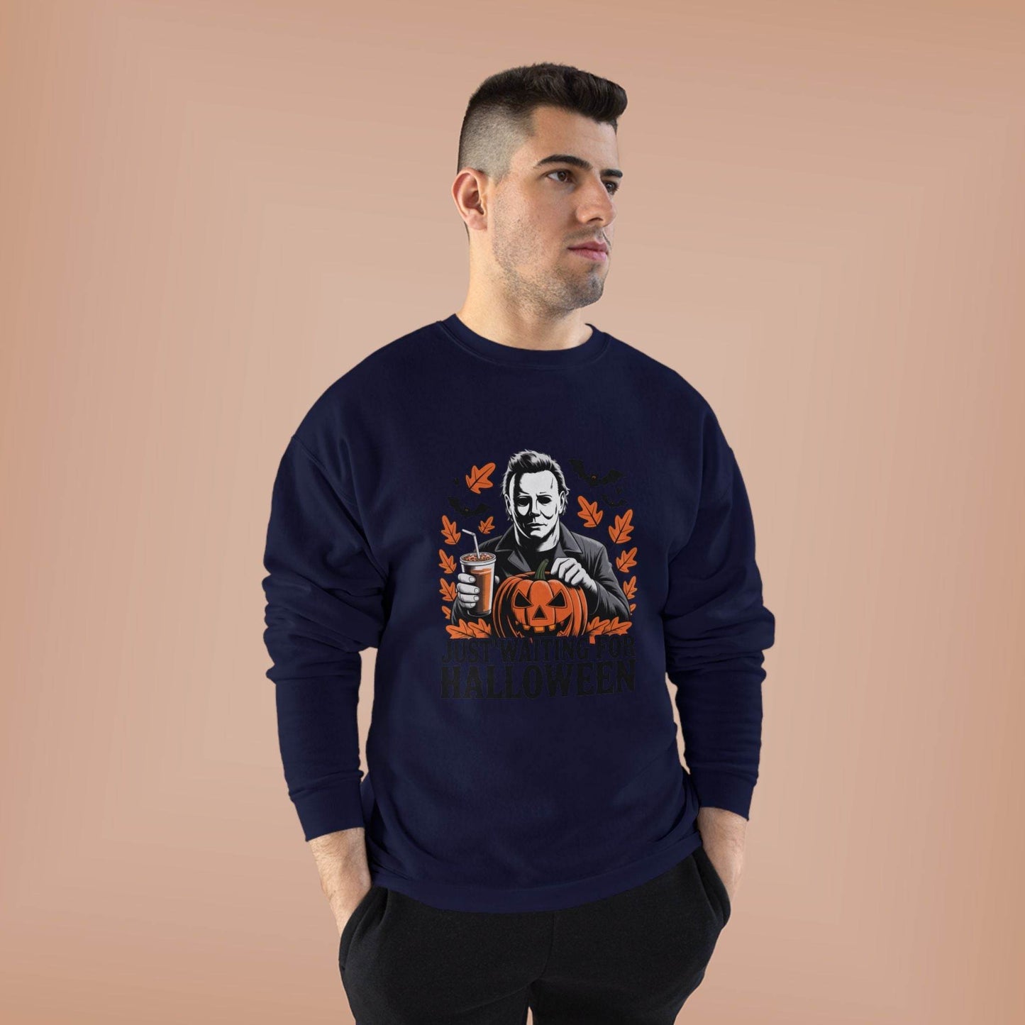 Halloween Sweatshirt - Just Waiting for Halloween | Unisex Crewneck Pullover, Fall Fashion, Halloween Gift, Cozy Sweater, Eco-Friendly Wear - IntuitiveEncBoutique