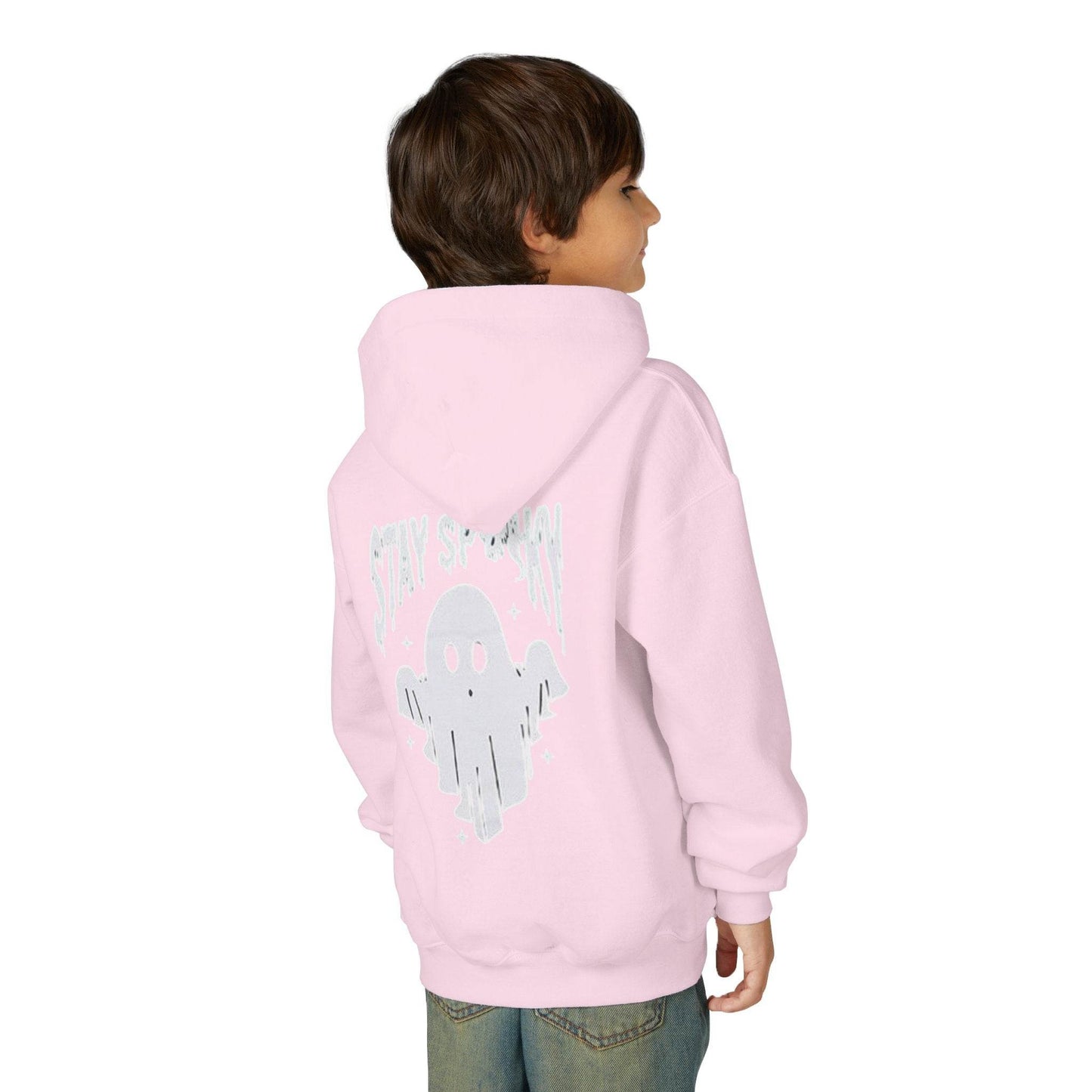 Youth Ghostly Rocker Hoodie - Stay Spooky Sweatshirt, Halloween Apparel, Youth Fashion, Skeleton Design, Cozy Gift - IntuitiveEncBoutique