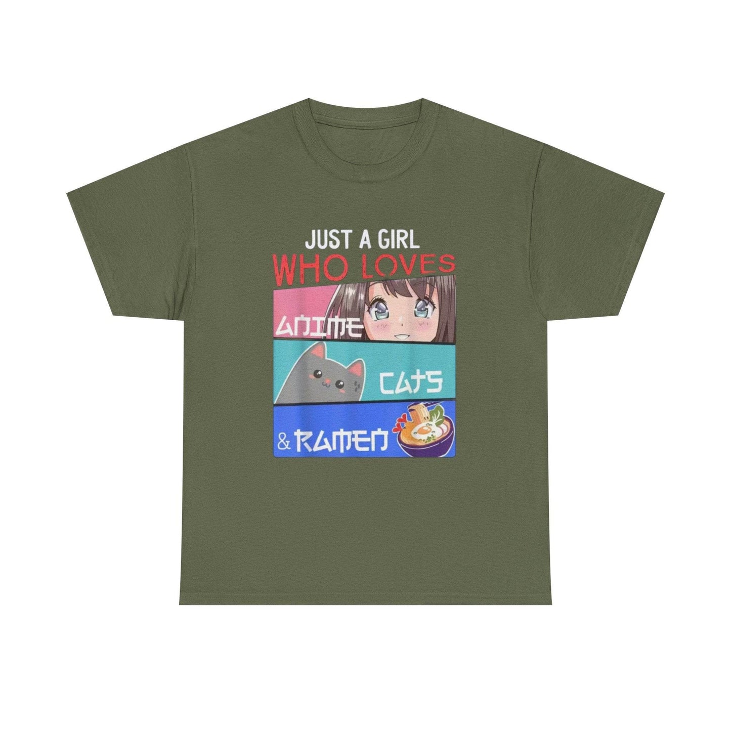 Just a Girl Who Loves Anime Cats & Ramen T-Shirt - IntuitiveEncBoutique