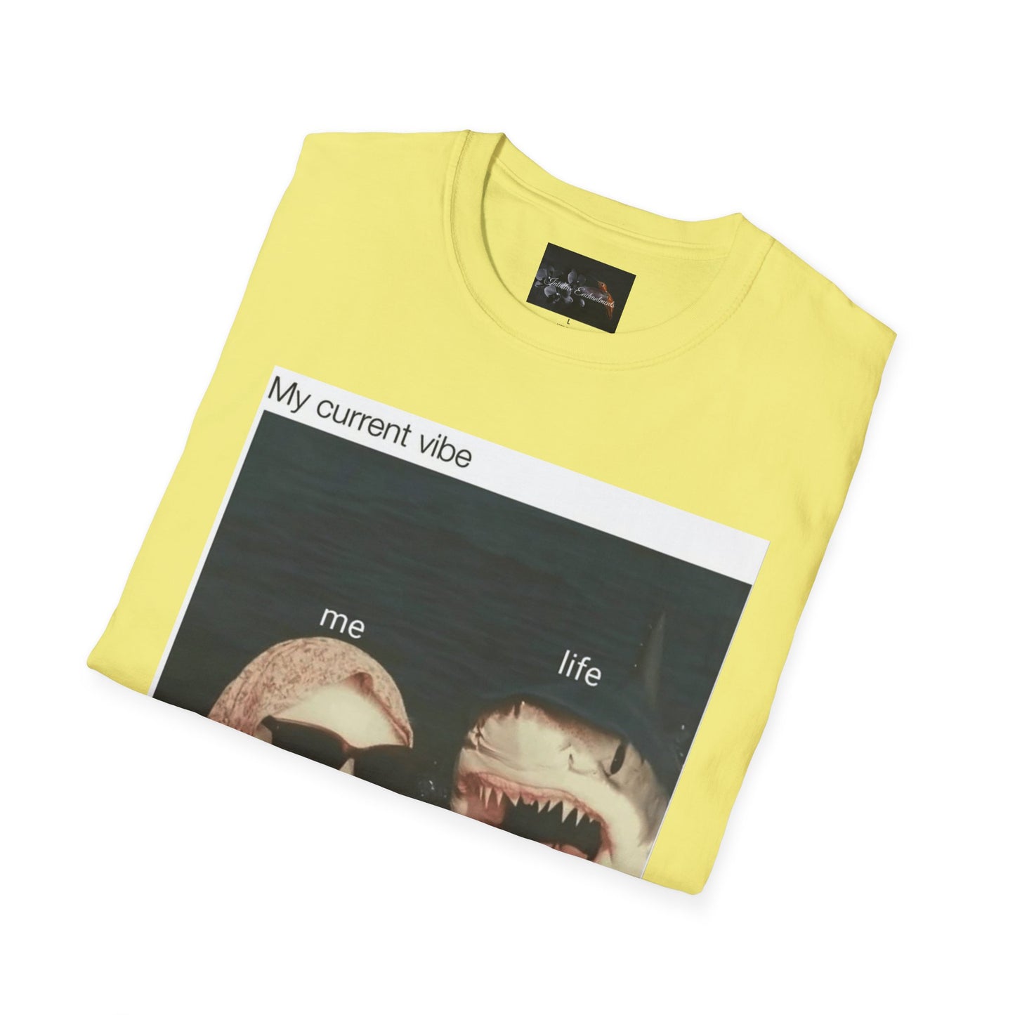 My Current Vibe T-Shirt, Funny Cat Shark Tee for Casual Outings, Unique Gift for Cat Lovers, Summer Style, Chill Vibes