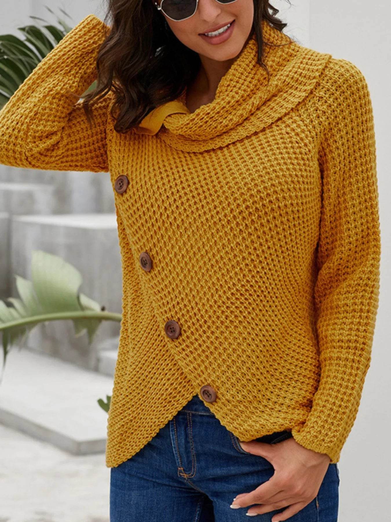 Full Size Texture Turtleneck Long Sleeve Sweater Plus Size - IntuitiveEncBoutique