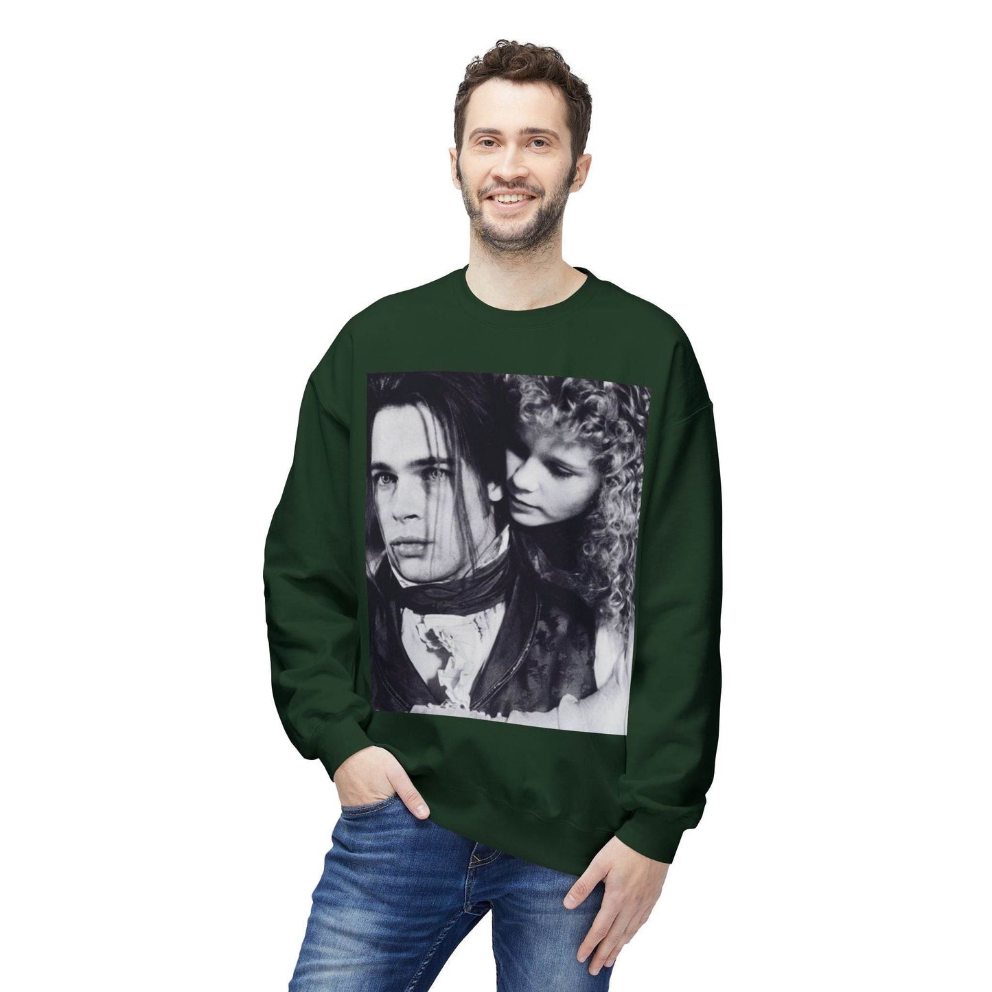 Vampire Romance Fleece Crewneck Sweatshirt, Cozy Sweatshirt, Gothic Fashion, Unisex Gift, Movie Lover Apparel, Halloween Outfit - IntuitiveEncBoutique