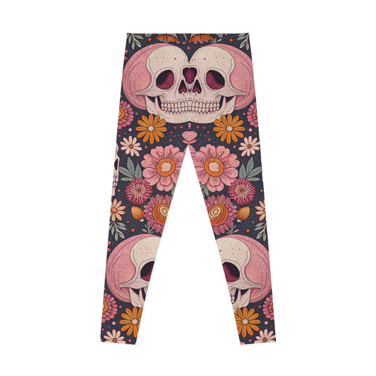 Floral Skull Leggings β Trendy Stretchy Leggings for Exercise, Casual Wear, Halloween, Festivals, and Everyday Comfort - IntuitiveEncBoutique