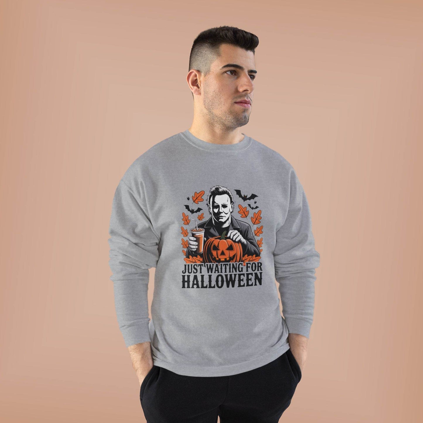 Halloween Sweatshirt - Just Waiting for Halloween | Unisex Crewneck Pullover, Fall Fashion, Halloween Gift, Cozy Sweater, Eco-Friendly Wear - IntuitiveEncBoutique