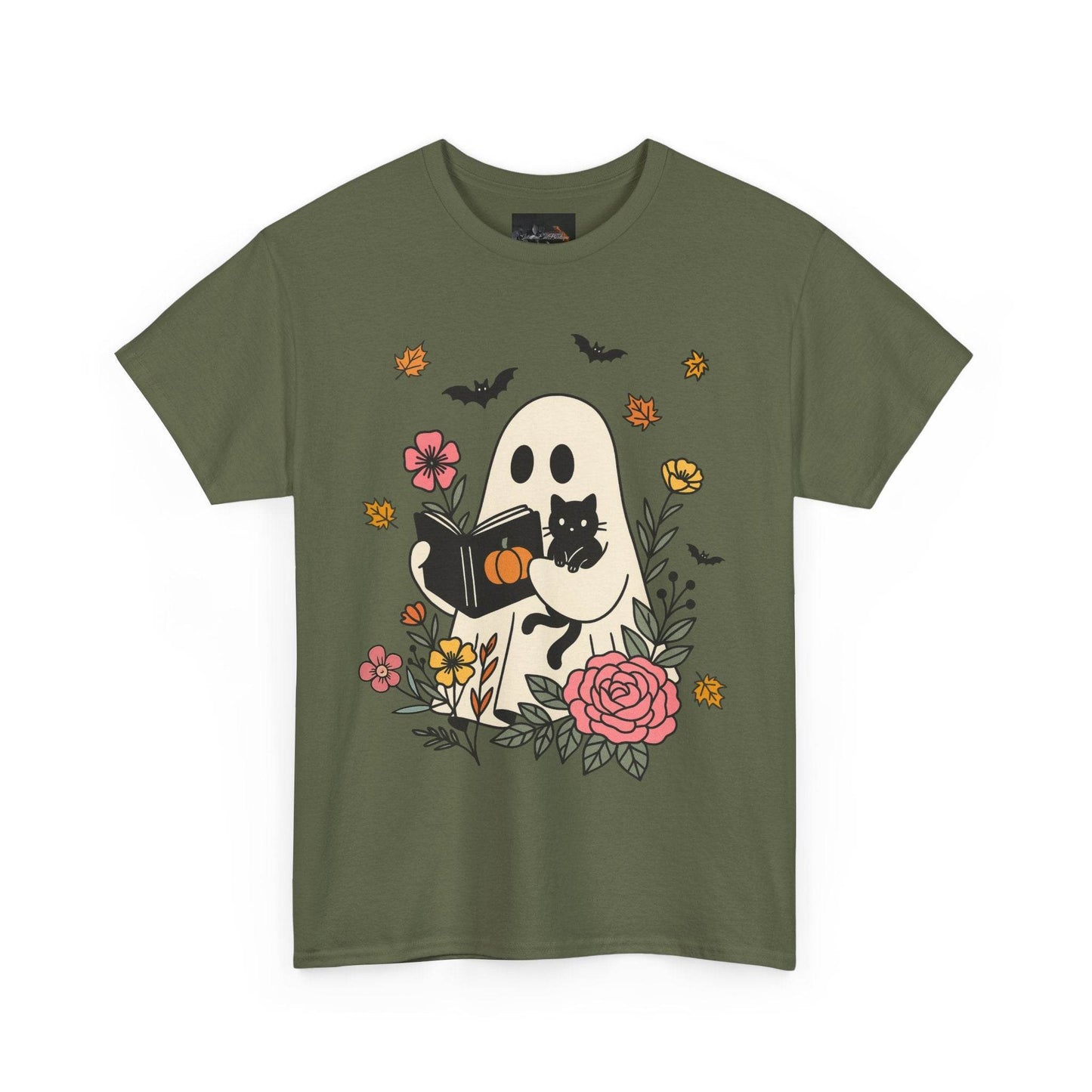Cute Ghost & Cat Unisex Heavy Cotton Tee - IntuitiveEncBoutique