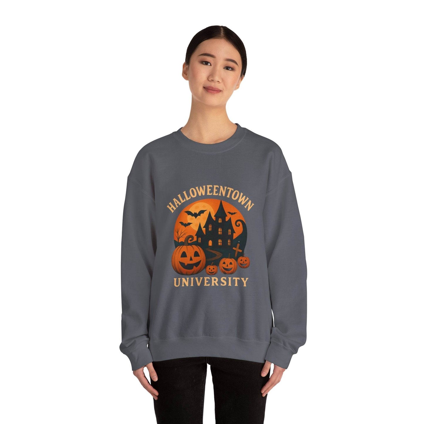Halloween Town Crewneck Sweatshirt, Cozy Sweatshirt for Fall, Unisex Halloween Apparel, Spooky Season Gift, Halloween University Sweatshirt - IntuitiveEncBoutique