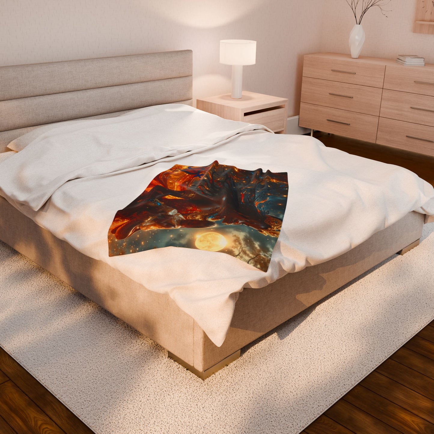 Cosmic Motherhood Velveteen Blanket Èzili Dantò - Cozy Throw for Embracing Love, Celestial Decor, Gifts for New Moms, Starry Home Accessory
