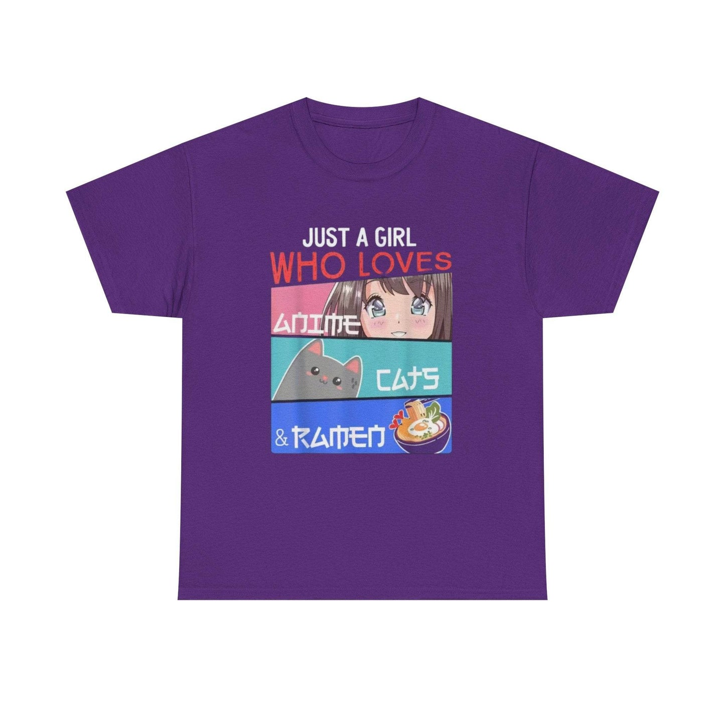 Just a Girl Who Loves Anime Cats & Ramen T-Shirt - IntuitiveEncBoutique