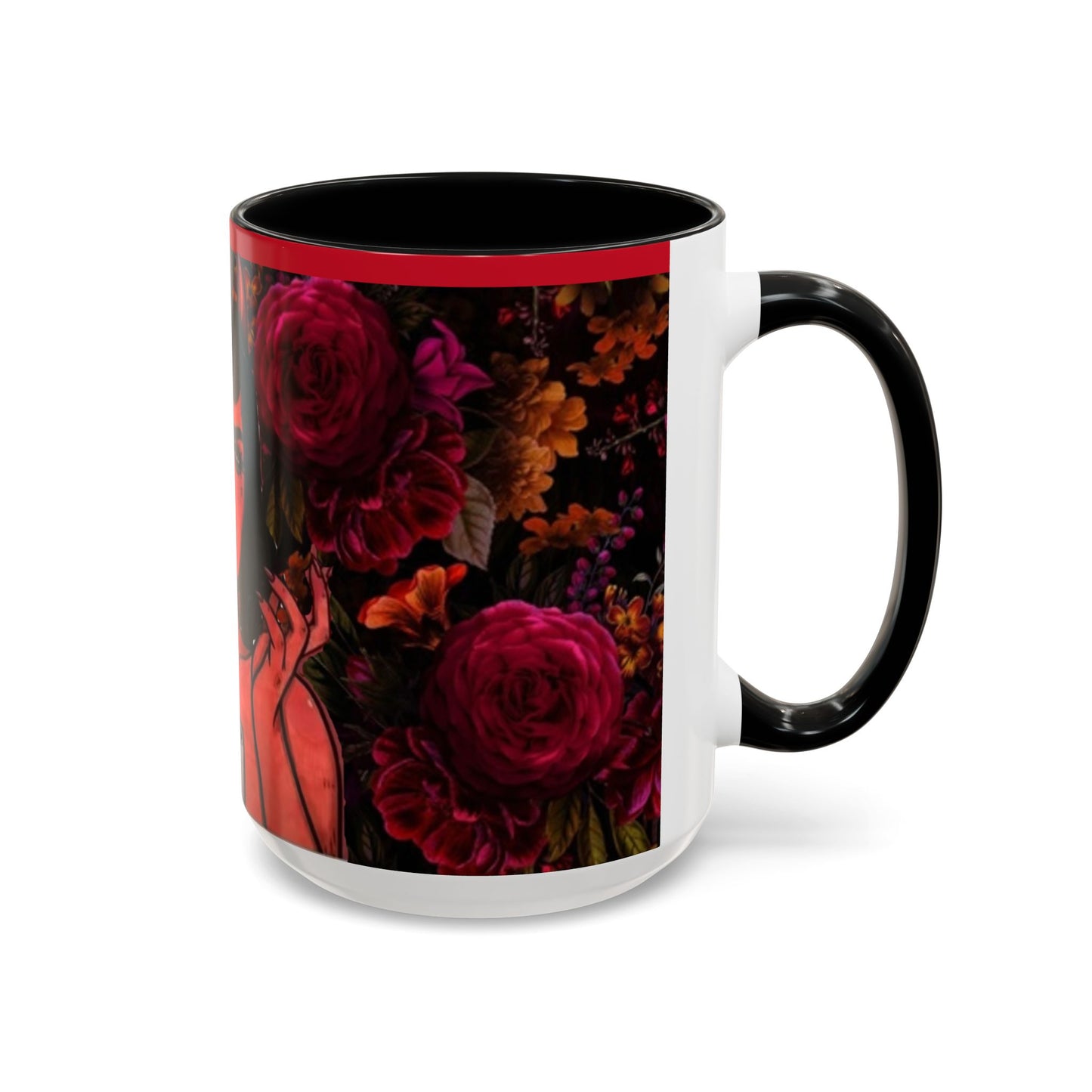 Gothic Floral Accent Coffee Mug - Perfect for Coffee Lovers, Gift for Birthdays, Drama Queen Decor, Unique Art Mug
