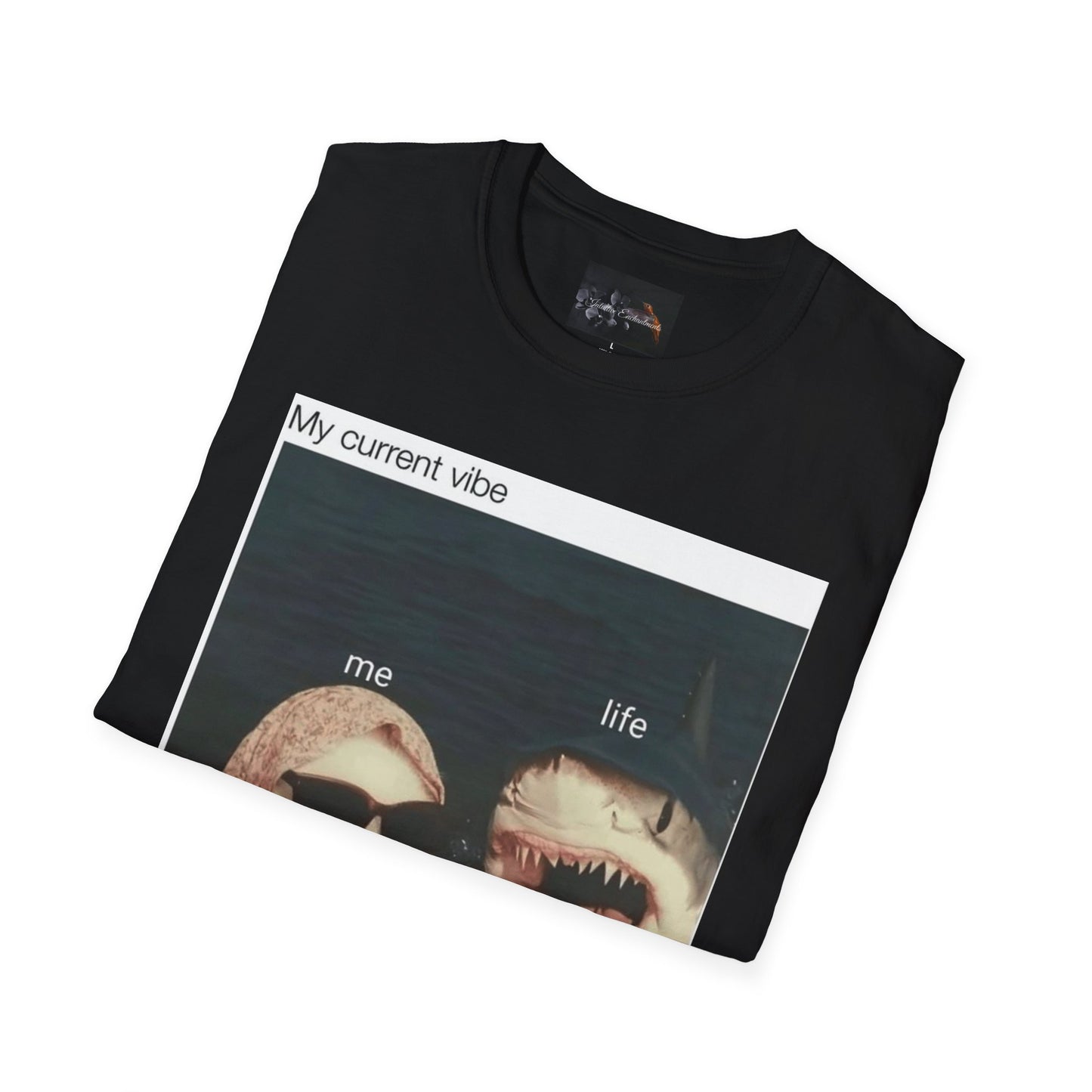 My Current Vibe T-Shirt, Funny Cat Shark Tee for Casual Outings, Unique Gift for Cat Lovers, Summer Style, Chill Vibes