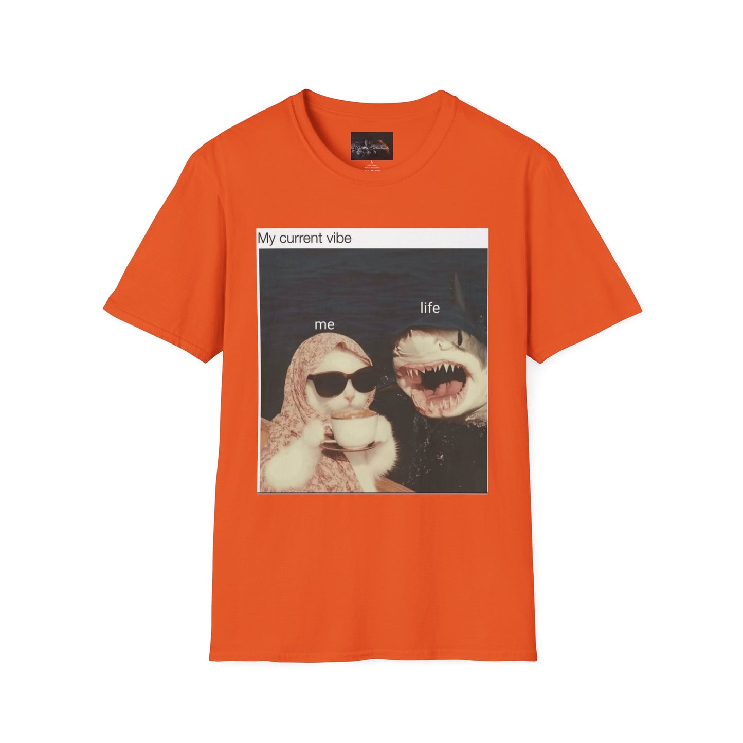 My Current Vibe T-Shirt, Funny Cat Shark Tee for Casual Outings, Unique Gift for Cat Lovers, Summer Style, Chill Vibes