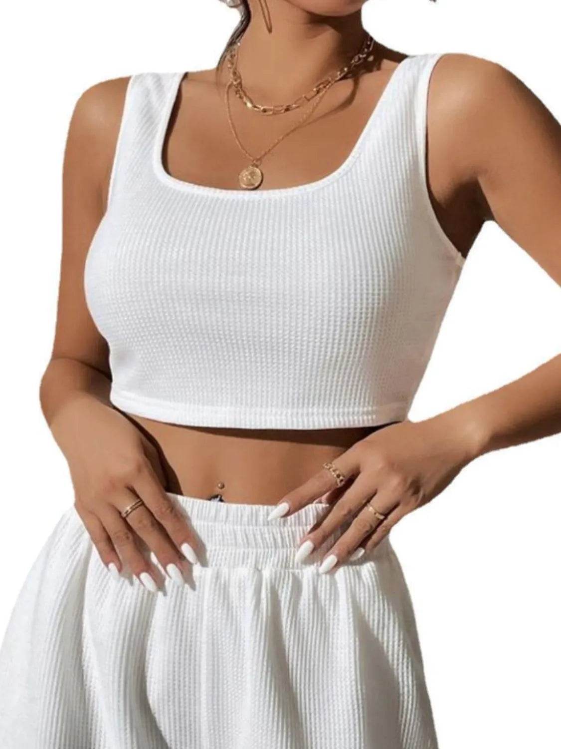 Full Size Wide Strap Tank and Shorts Set Plus Size - IntuitiveEncBoutique