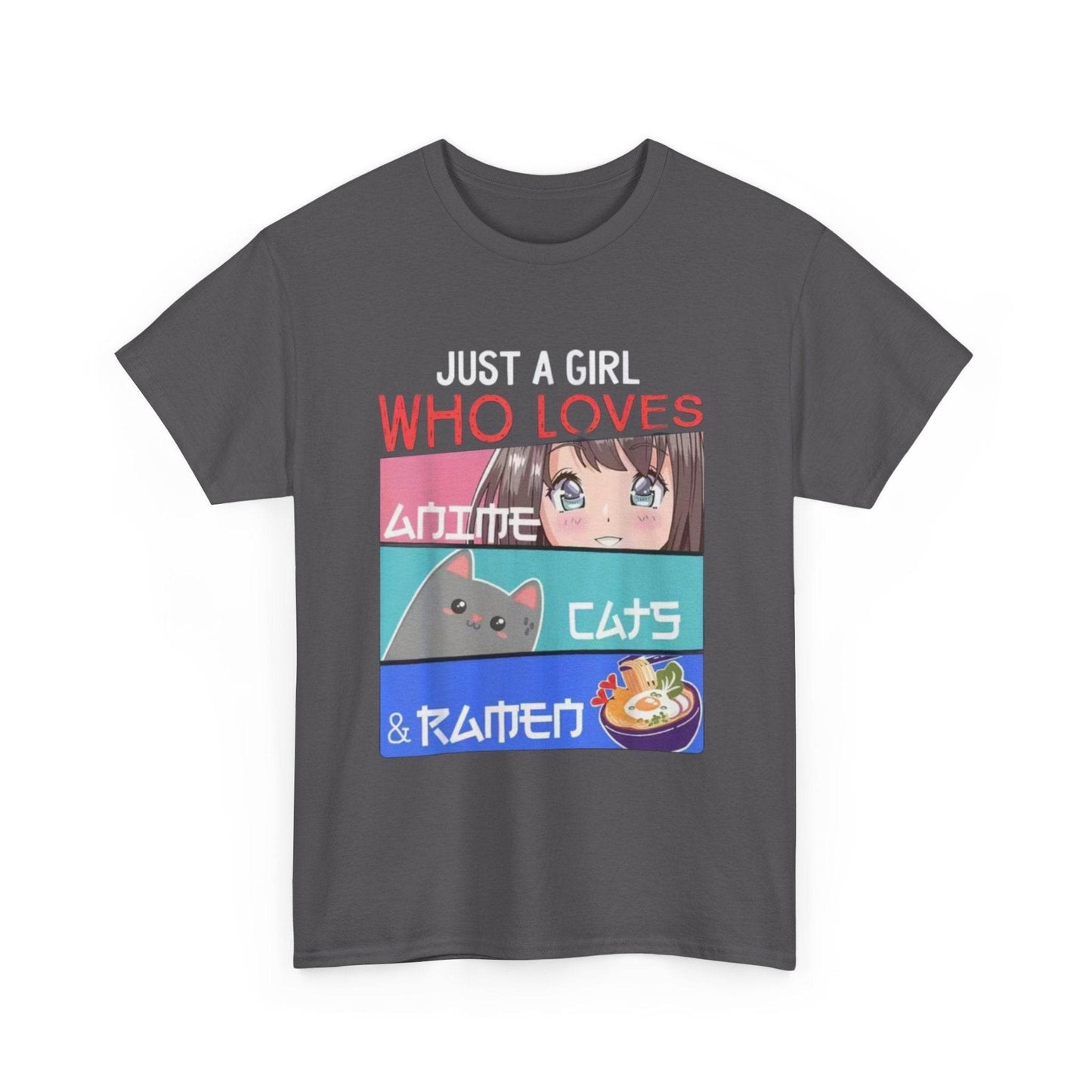 Just a Girl Who Loves Anime Cats & Ramen T-Shirt - IntuitiveEncBoutique