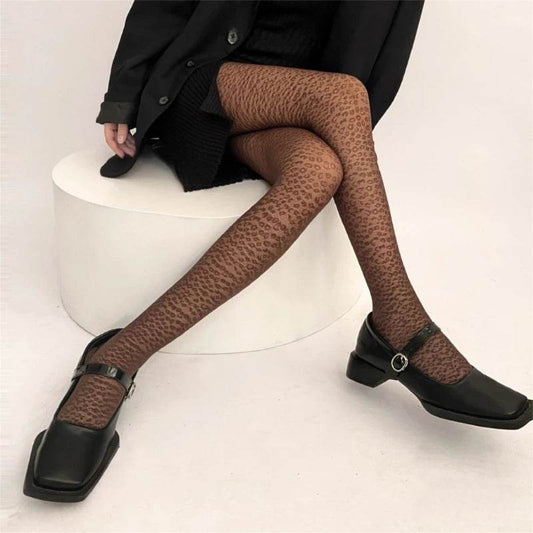 Leopard Print Pantyhose Tights Woman Sexy Jacquard Bottoming Stockings - IntuitiveEncBoutique