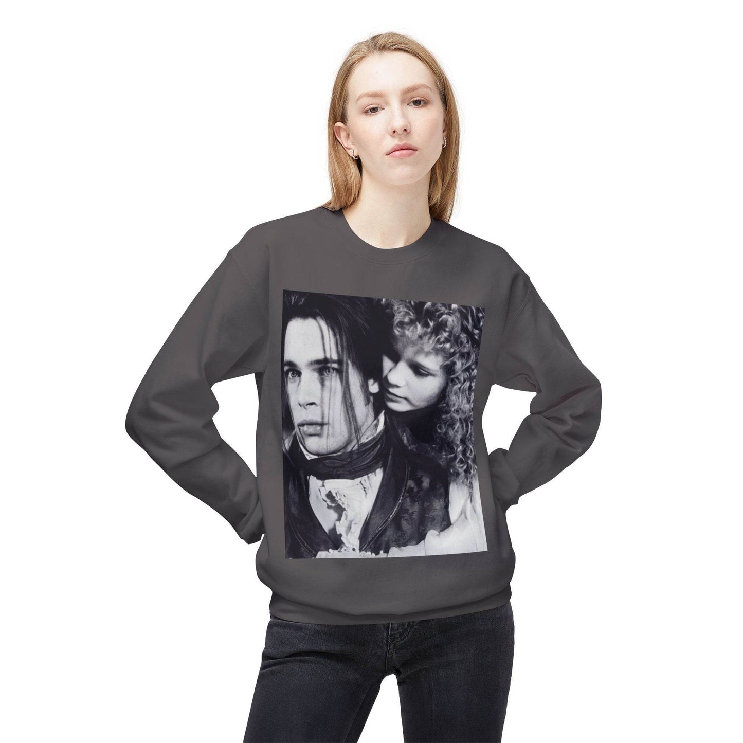 Vampire Romance Fleece Crewneck Sweatshirt, Cozy Sweatshirt, Gothic Fashion, Unisex Gift, Movie Lover Apparel, Halloween Outfit - IntuitiveEncBoutique