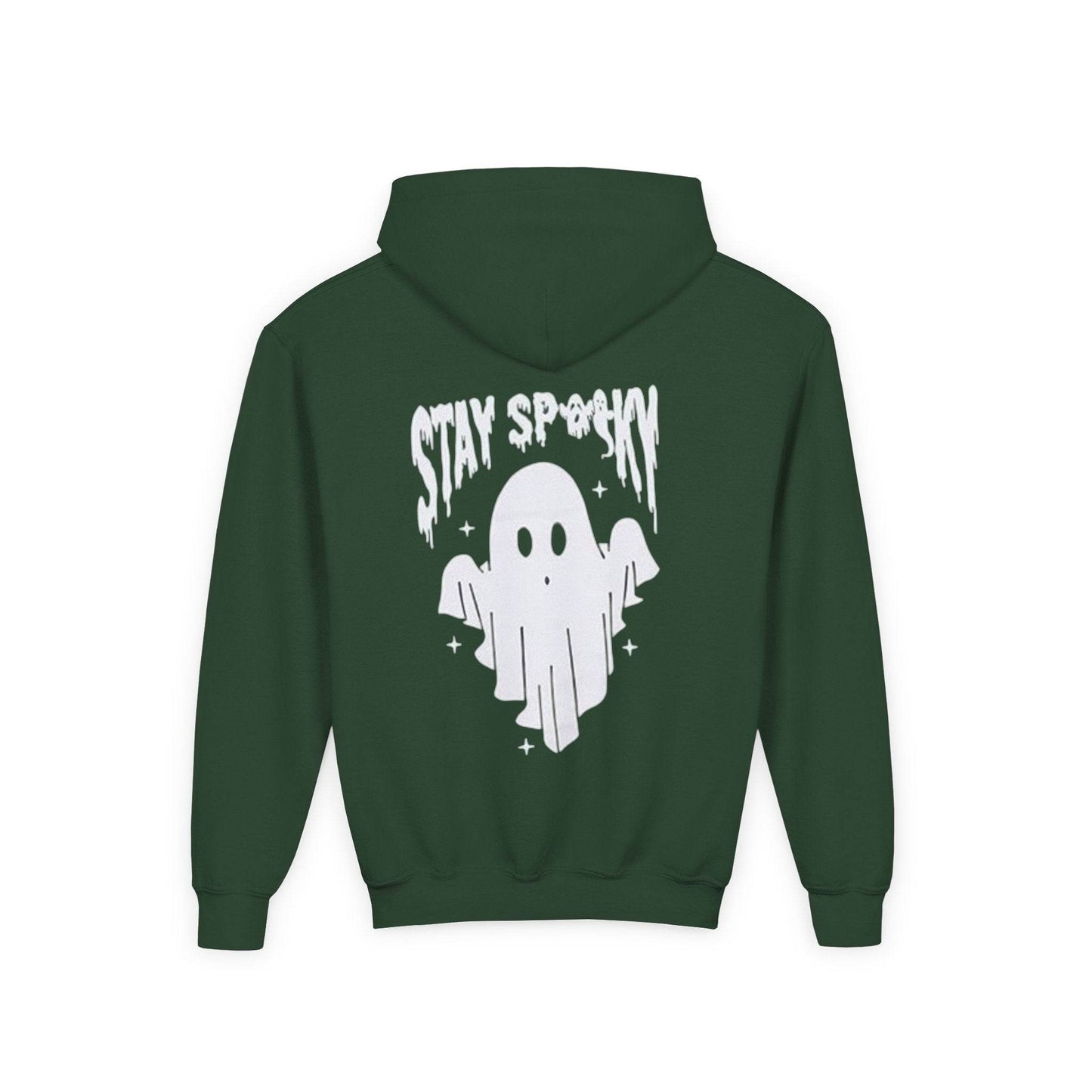 Youth Ghostly Rocker Hoodie - Stay Spooky Sweatshirt, Halloween Apparel, Youth Fashion, Skeleton Design, Cozy Gift - IntuitiveEncBoutique