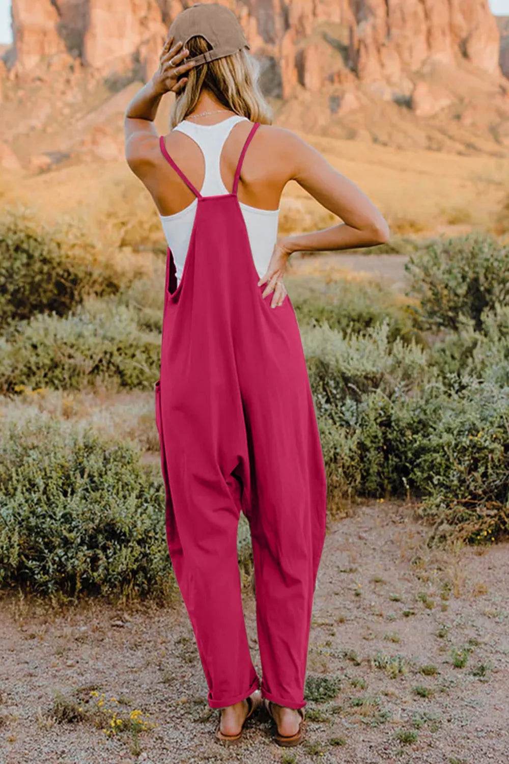 Double Take Full Size V-Neck Sleeveless Jumpsuit with Pockets - IntuitiveEncBoutique