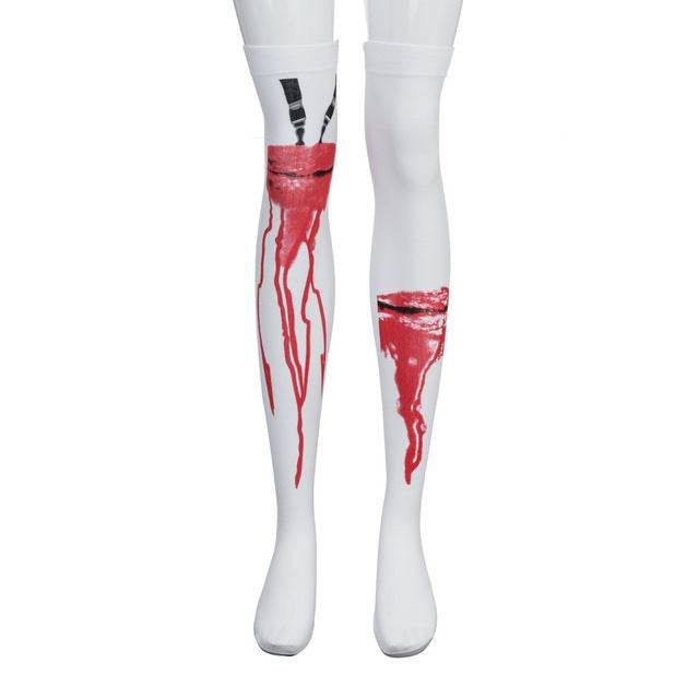 Halloween Black White Long Knee High Socks Costume Masquerade Carnival Cosplay Soft Wind Thigh Stockings Over The Knee - IntuitiveEncBoutique