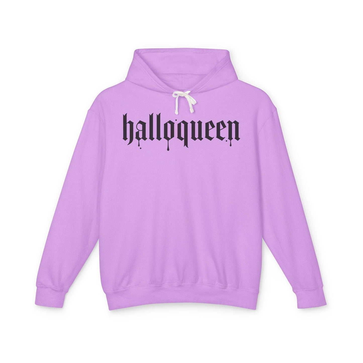 Halloween Unisex Lightweight Hoodie, Halloqueen Sweatshirt, Cute Fall Fashion, Cozy Halloween Gift, Spooky Season Apparel - IntuitiveEncBoutique