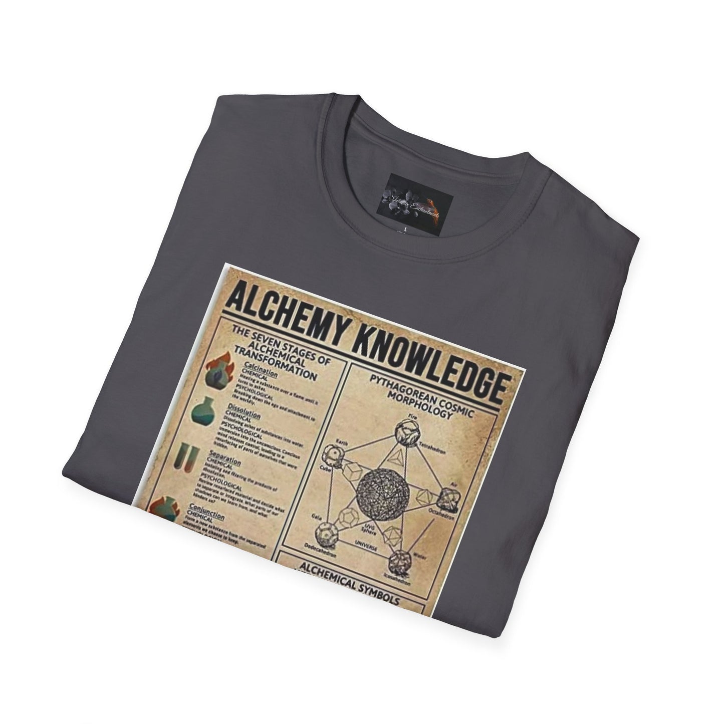 Alchemy Knowledge Unisex T-Shirt, Vintage-style Graphic Tee, Gift for Historians, Science Lovers, Unique Learning Shirt, Educational Apparel