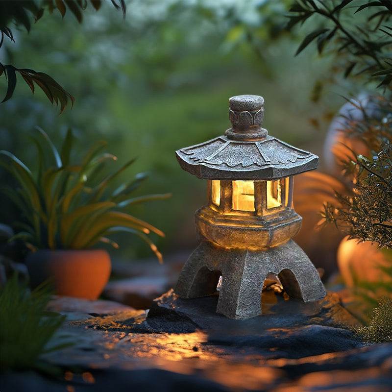Solar-Powered Zen Garden Decor: Pagoda Lanterns & Statues - IntuitiveEncBoutique