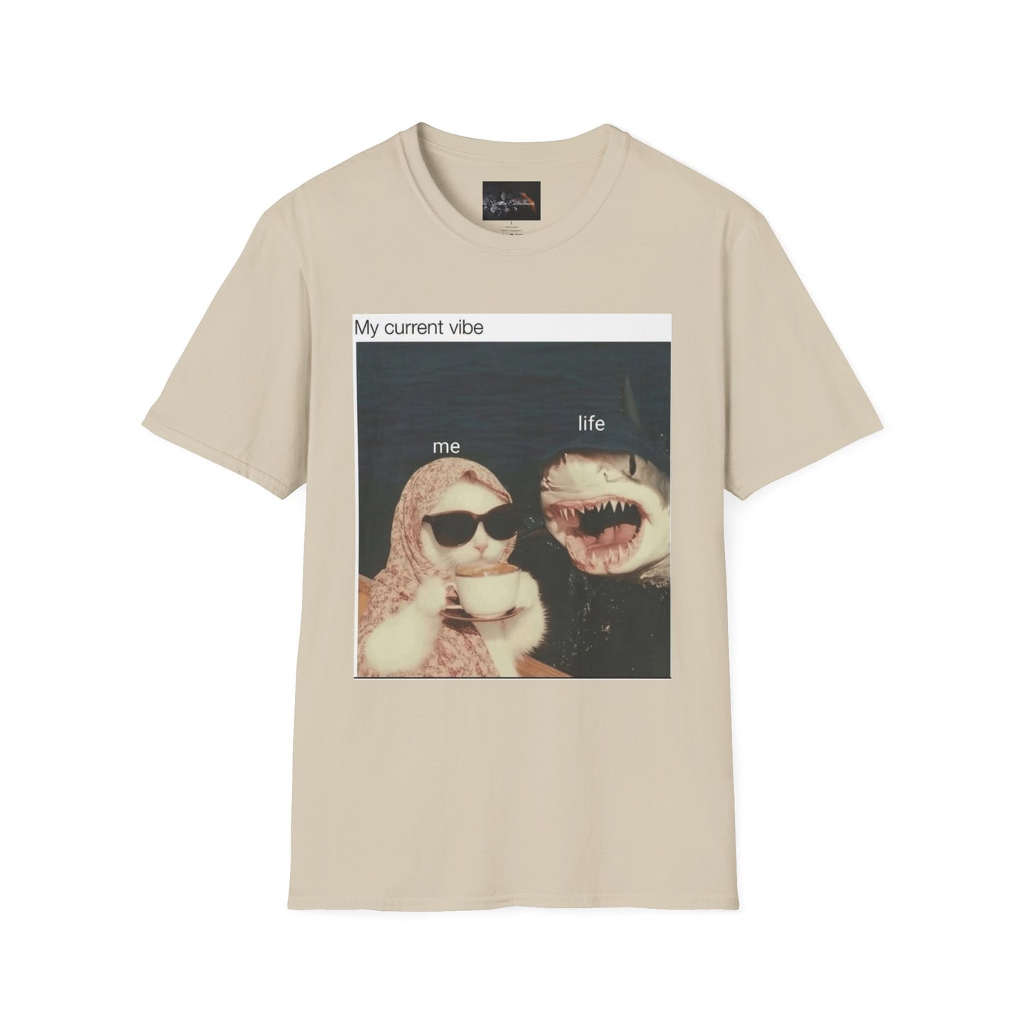 My Current Vibe T-Shirt, Funny Cat Shark Tee for Casual Outings, Unique Gift for Cat Lovers, Summer Style, Chill Vibes