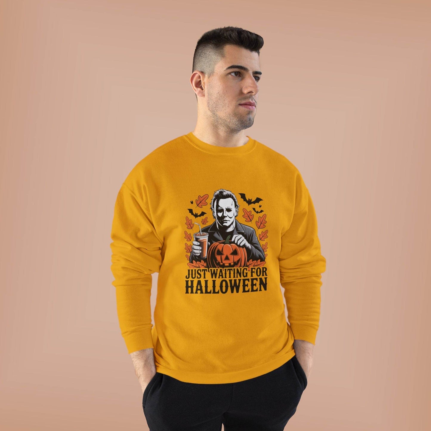 Halloween Sweatshirt - Just Waiting for Halloween | Unisex Crewneck Pullover, Fall Fashion, Halloween Gift, Cozy Sweater, Eco-Friendly Wear - IntuitiveEncBoutique