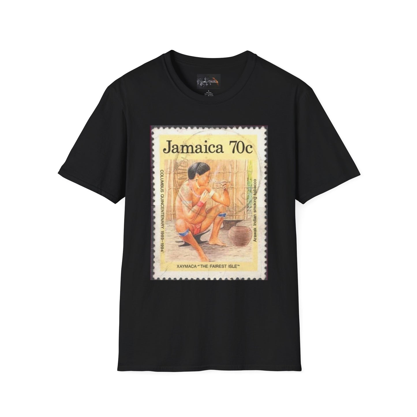 Vintage Jamaica Stamp Tee, Softstyle T-Shirt, Unisex Graphic Tee, Bohemian Style Shirt, Travel Lovers Apparel, Cool Gift Idea