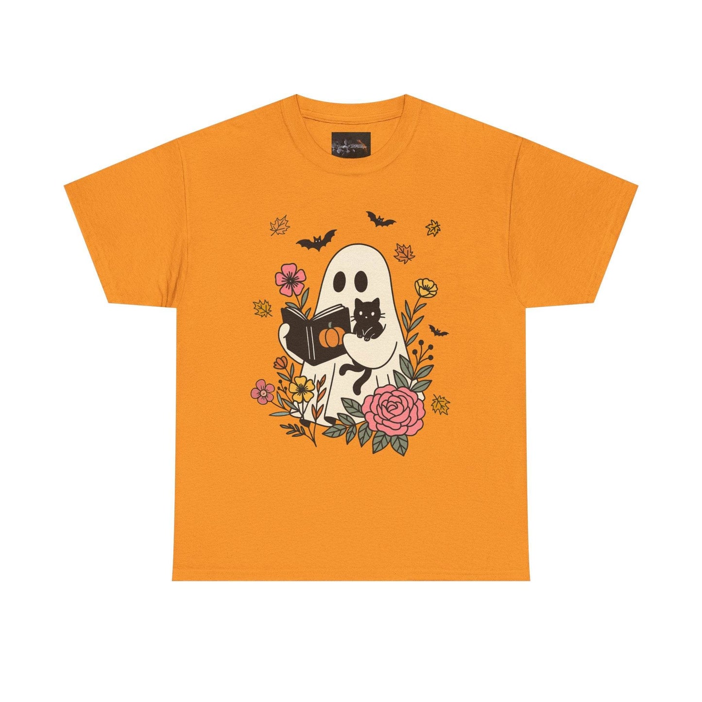 Cute Ghost & Cat Unisex Heavy Cotton Tee - IntuitiveEncBoutique