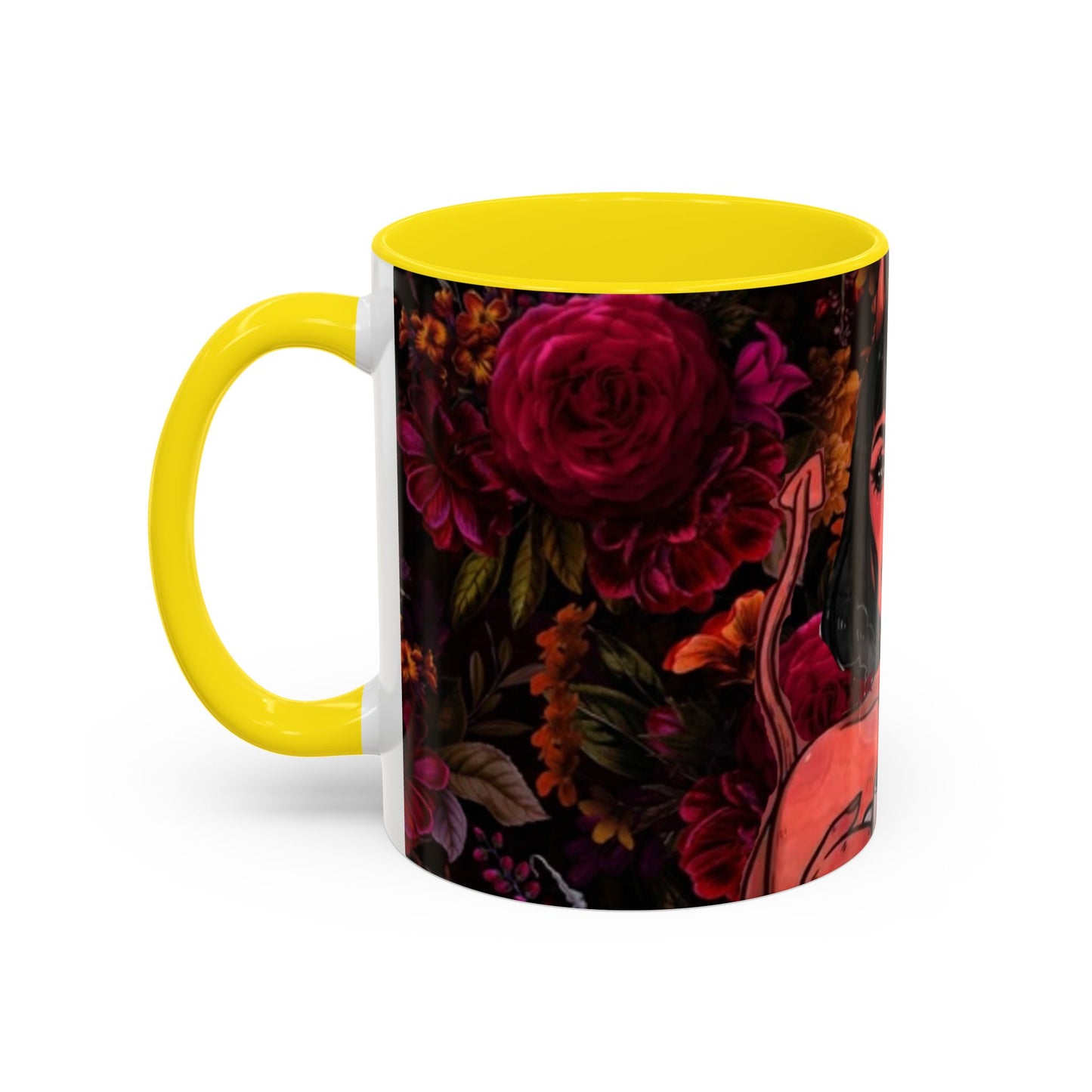 Gothic Floral Accent Coffee Mug - Perfect for Coffee Lovers, Gift for Birthdays, Drama Queen Decor, Unique Art Mug