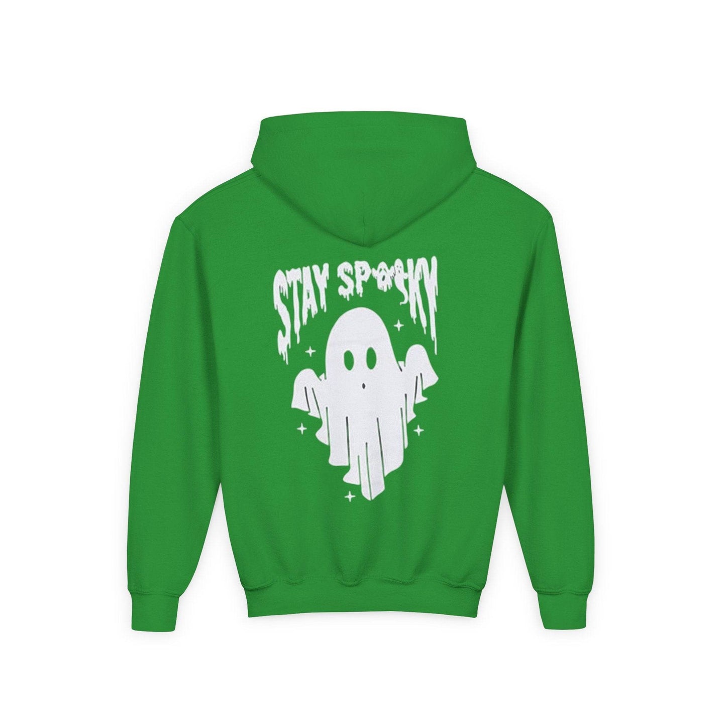 Youth Ghostly Rocker Hoodie - Stay Spooky Sweatshirt, Halloween Apparel, Youth Fashion, Skeleton Design, Cozy Gift - IntuitiveEncBoutique