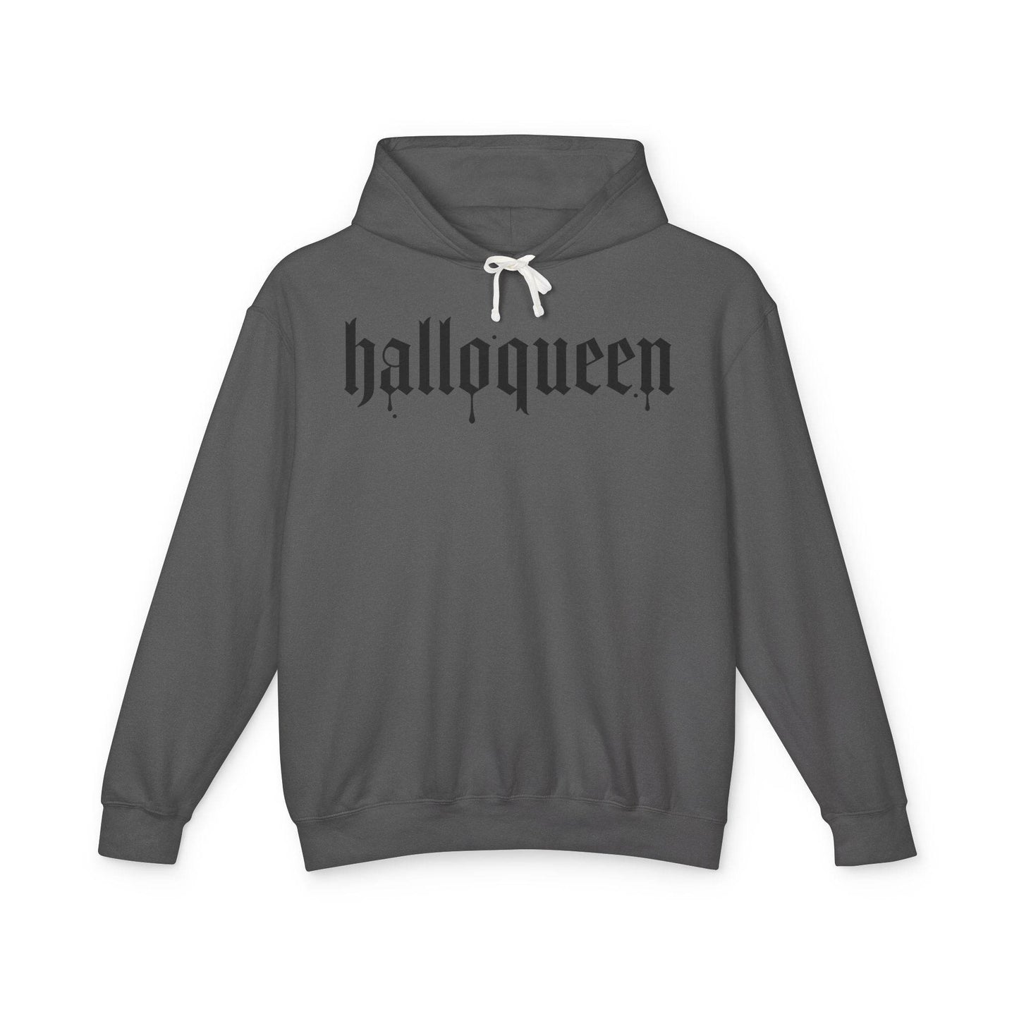 Halloween Unisex Lightweight Hoodie, Halloqueen Sweatshirt, Cute Fall Fashion, Cozy Halloween Gift, Spooky Season Apparel - IntuitiveEncBoutique