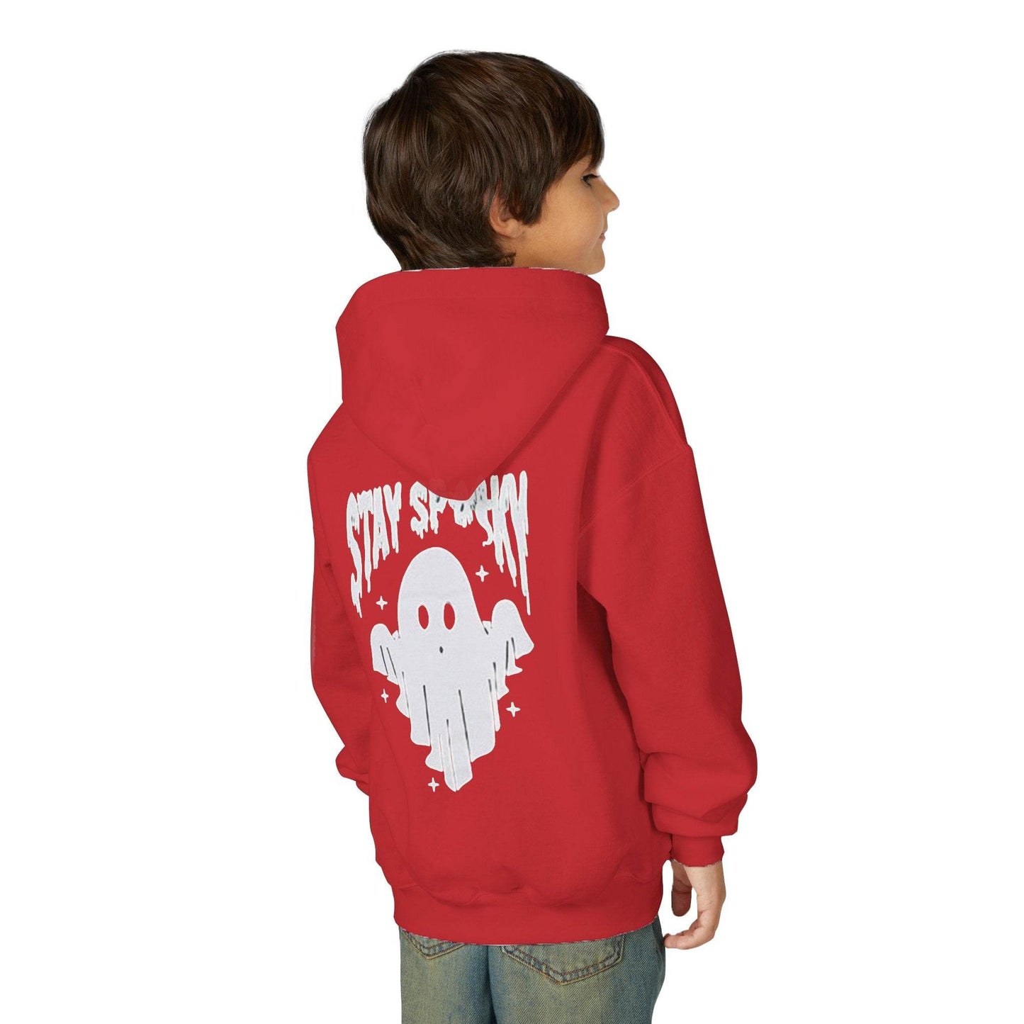 Youth Ghostly Rocker Hoodie - Stay Spooky Sweatshirt, Halloween Apparel, Youth Fashion, Skeleton Design, Cozy Gift - IntuitiveEncBoutique
