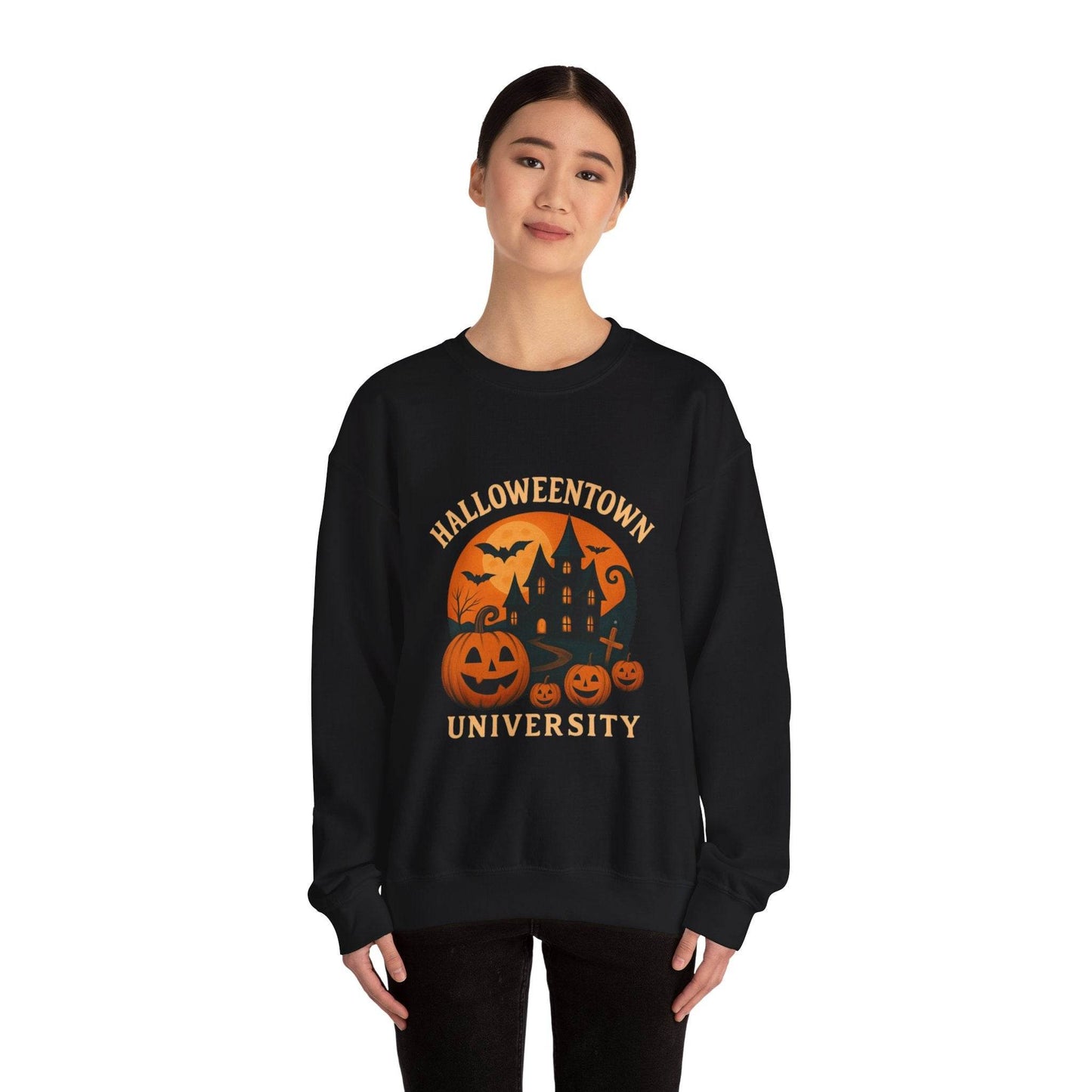 Halloween Town Crewneck Sweatshirt, Cozy Sweatshirt for Fall, Unisex Halloween Apparel, Spooky Season Gift, Halloween University Sweatshirt - IntuitiveEncBoutique