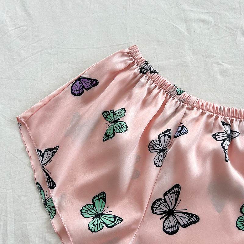 Printed pajama three piece loose pajama set - IntuitiveEncBoutique