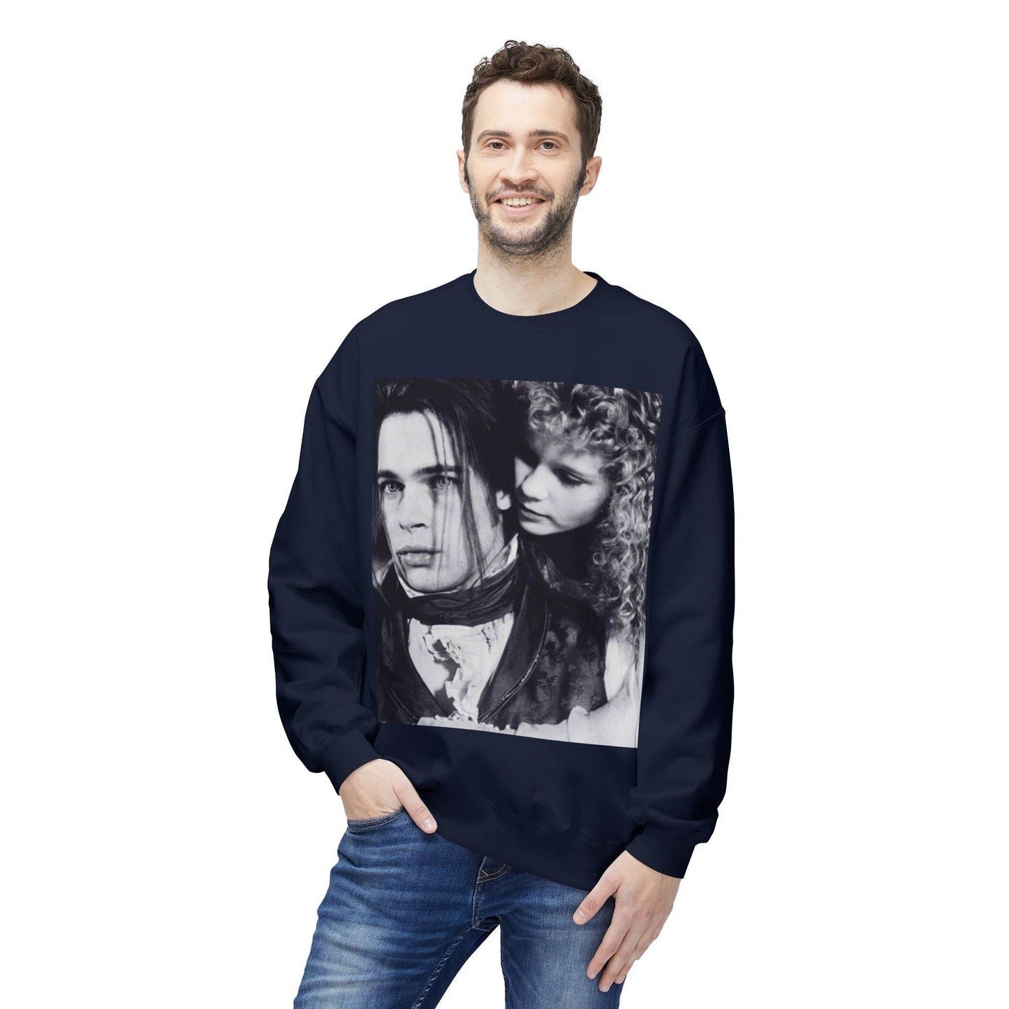 Vampire Romance Fleece Crewneck Sweatshirt, Cozy Sweatshirt, Gothic Fashion, Unisex Gift, Movie Lover Apparel, Halloween Outfit - IntuitiveEncBoutique