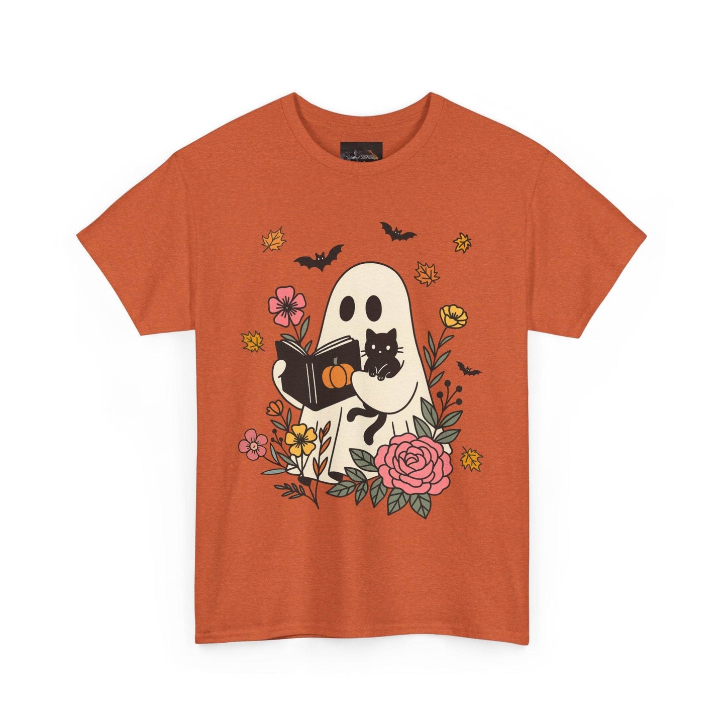 Cute Ghost & Cat Unisex Heavy Cotton Tee - IntuitiveEncBoutique