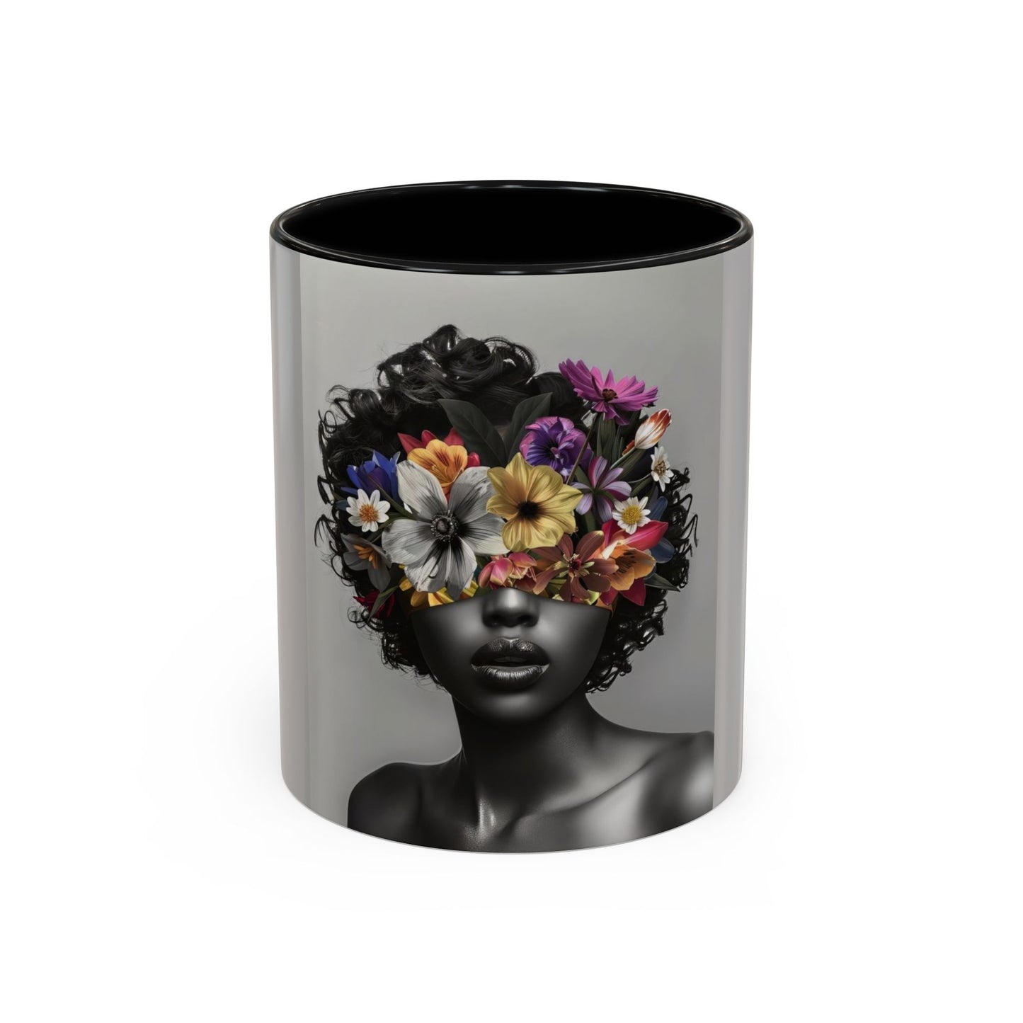 Floral Black Beauty Coffee Mug | Inspirational Drinkware for Coffee Lovers, Unique Gift for Her, Home Decor, Flower Lover's Mug