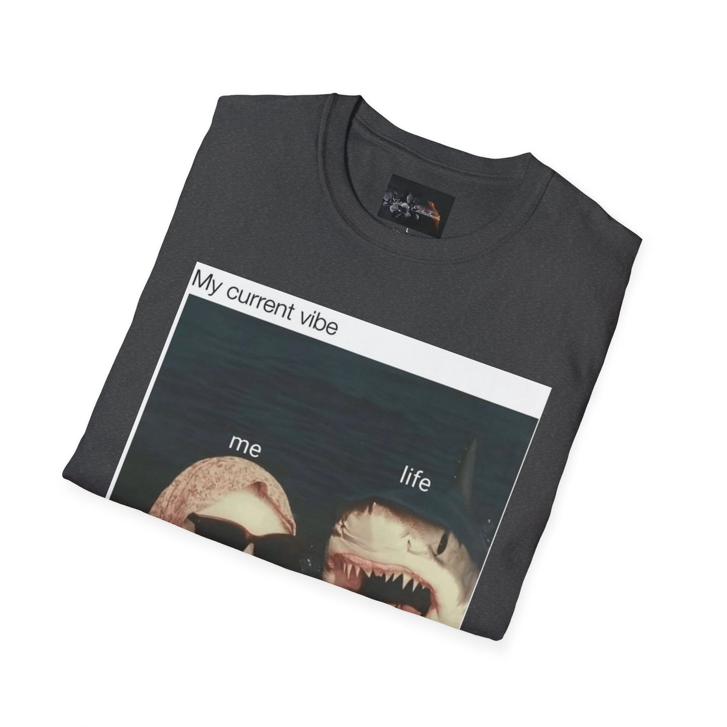 My Current Vibe T-Shirt, Funny Cat Shark Tee for Casual Outings, Unique Gift for Cat Lovers, Summer Style, Chill Vibes