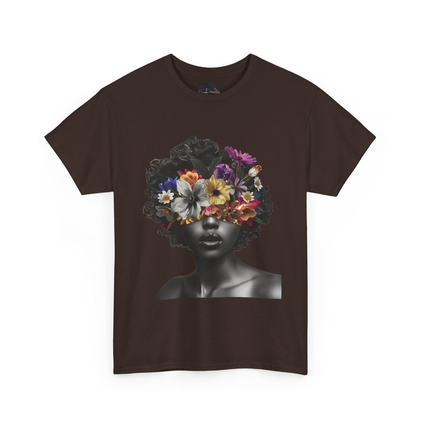 Floral Goddess Unisex Heavy Cotton Tee | Flower Graphic Tee, Boho Style, Casual Wear, Unique Gift, Art Tee