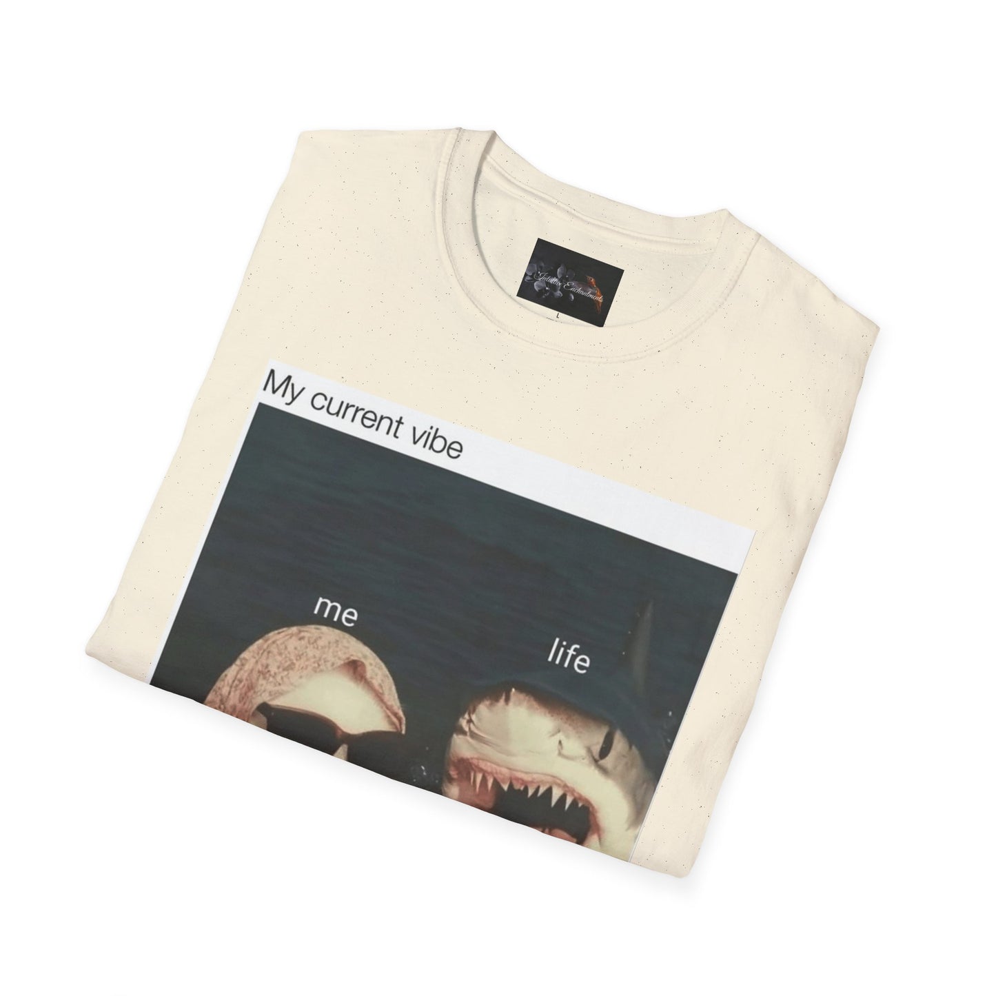 My Current Vibe T-Shirt, Funny Cat Shark Tee for Casual Outings, Unique Gift for Cat Lovers, Summer Style, Chill Vibes