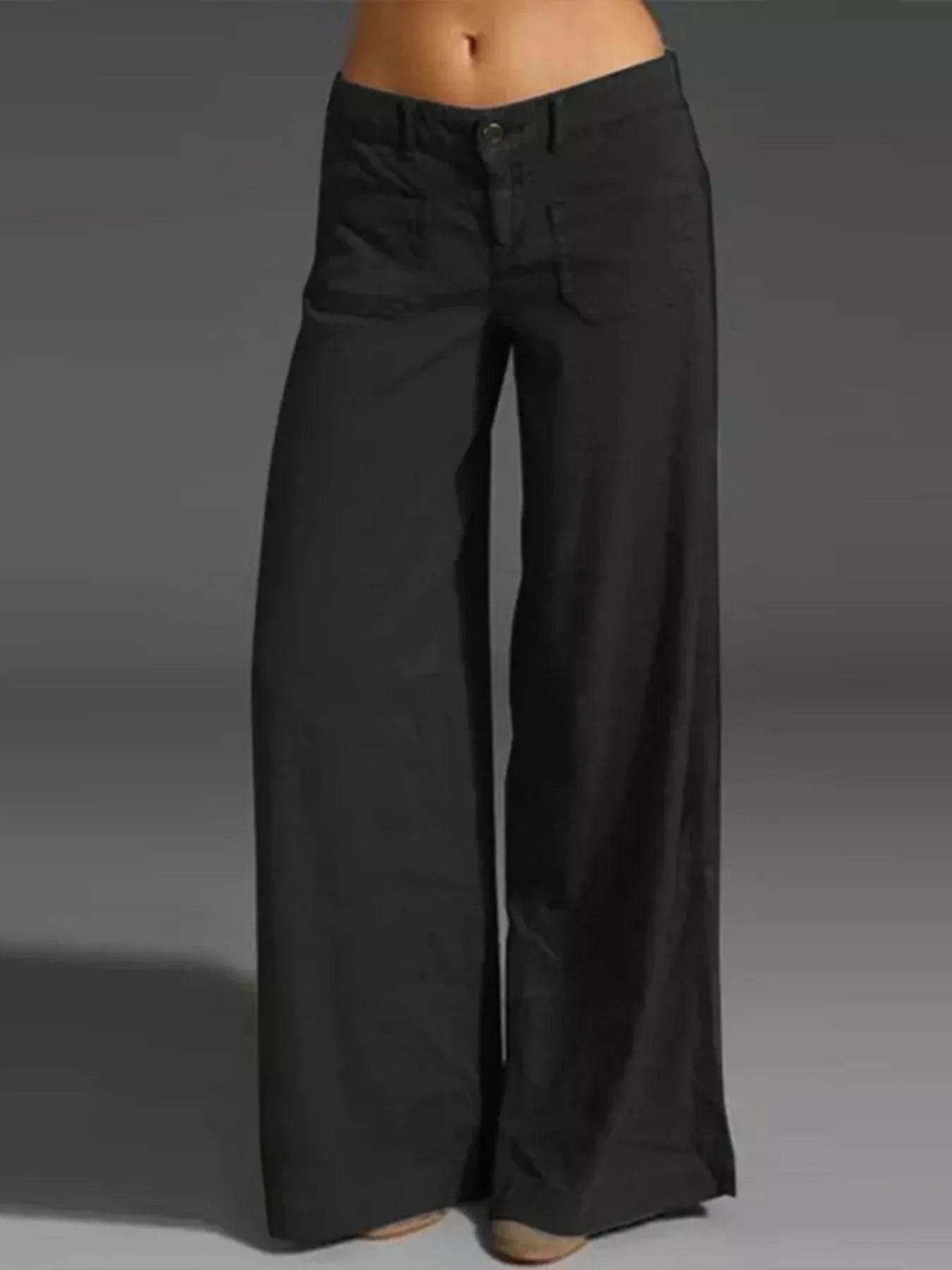 Full Size Wide Leg Pants with Pockets Plus Size - IntuitiveEncBoutique