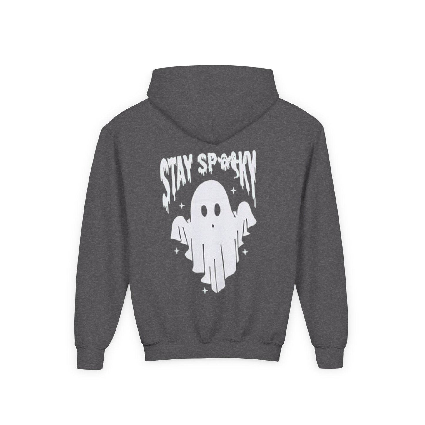 Youth Ghostly Rocker Hoodie - Stay Spooky Sweatshirt, Halloween Apparel, Youth Fashion, Skeleton Design, Cozy Gift - IntuitiveEncBoutique