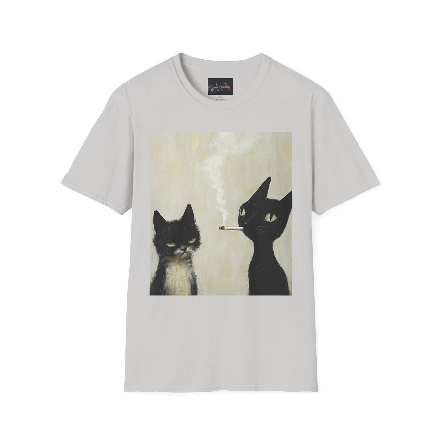 Cool Cat Art Unisex Softstyle T-Shirt, Vintage Cat Illustration, Perfect Gift for Cat Lovers, Casual Streetwear, Unique Pet Tee